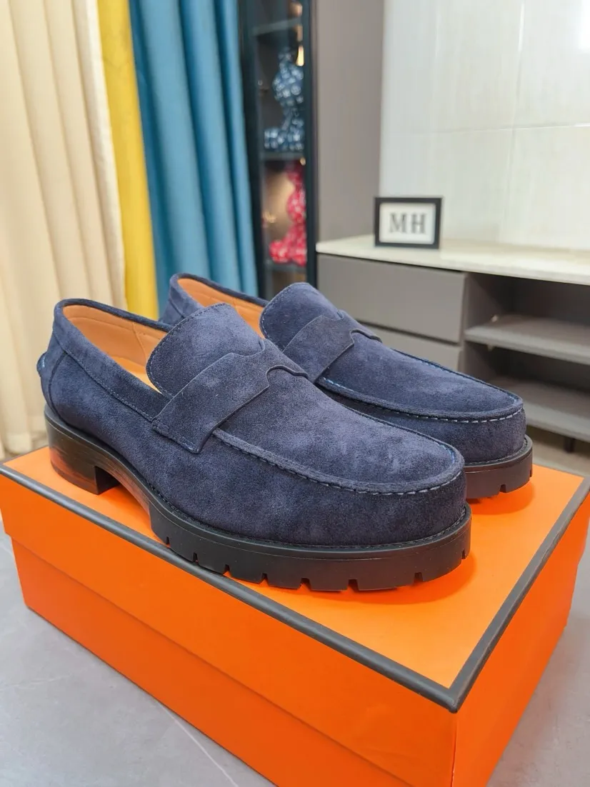 Men's shoes 💰458🌹🌹Niuli "HERMES" Hermès business leather shoes, original factory configuration, original imported frosted cowhide upper + luxury hardware logo + fully imported original customized cowhide lining, sole: rubber wear-resistant outsole, difficult craftsmanship, original factory follow-up goods, 🔍🔍high quality code number: 38-44 45 can be customized